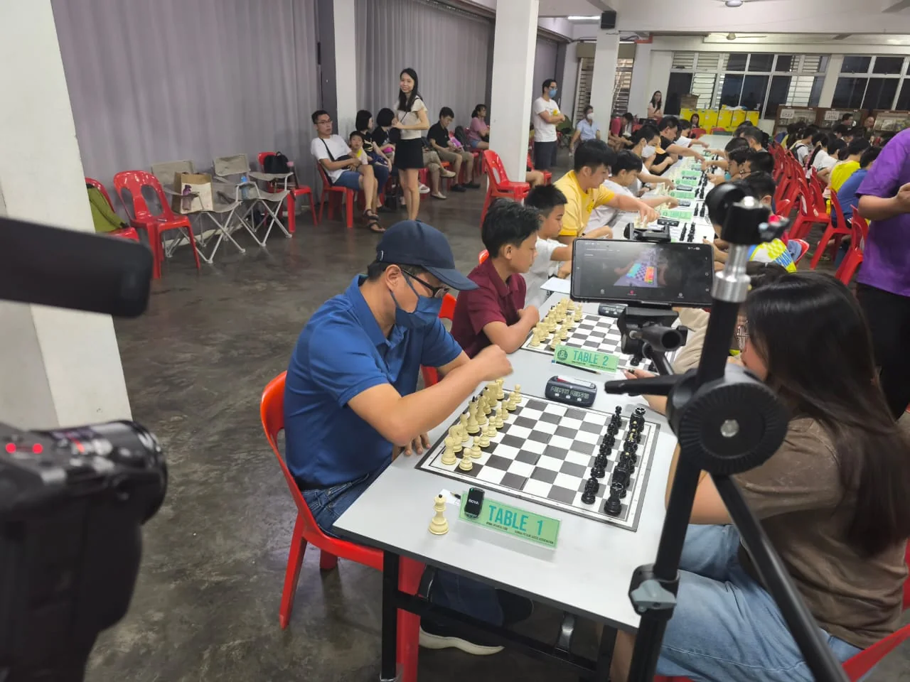 Tournament playing area and ChessZCam equipment
