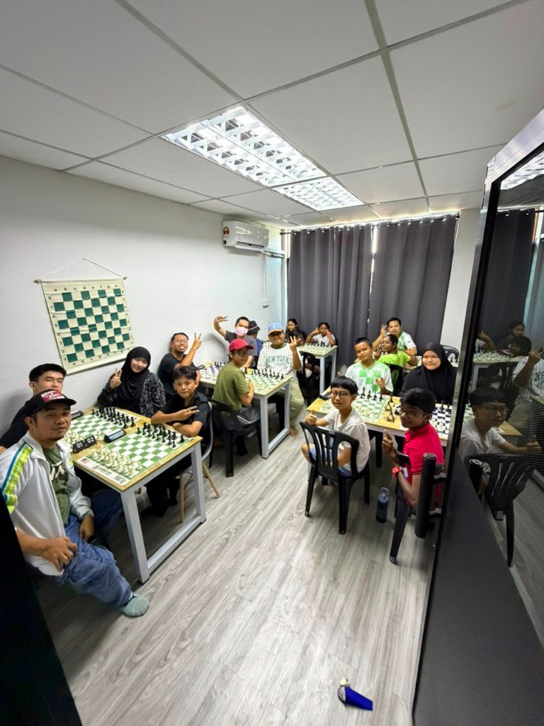 Local chess club community posing together